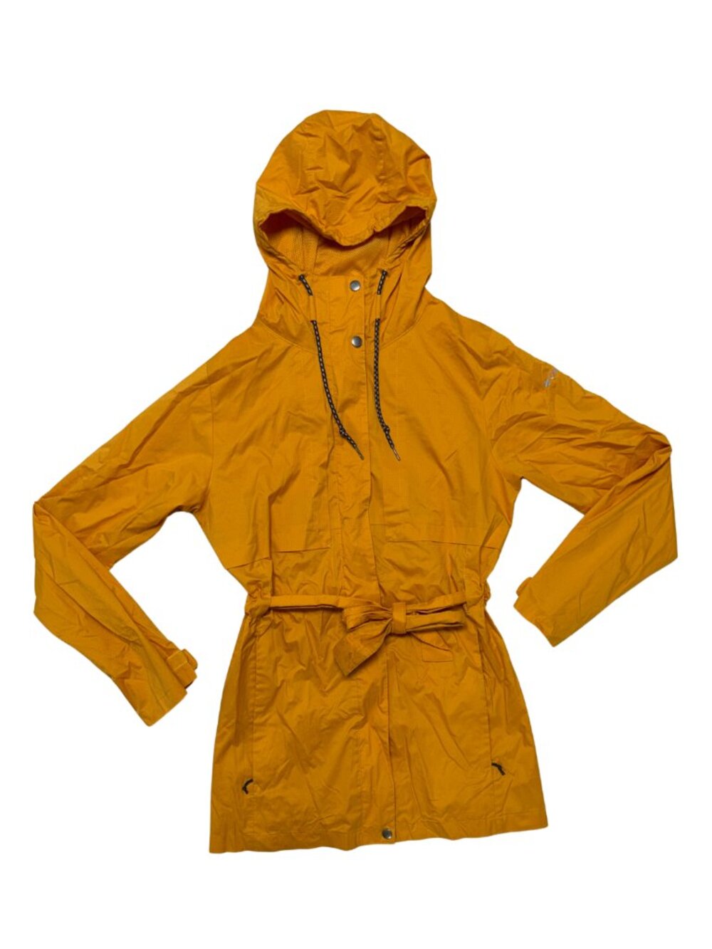 Columbia Sportswear Yellow Hooded Rain Jacket with Waist Tie Size Medium